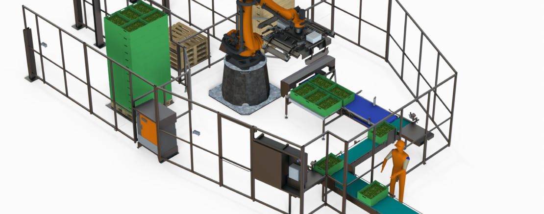 Ilot de palettisation en industrie